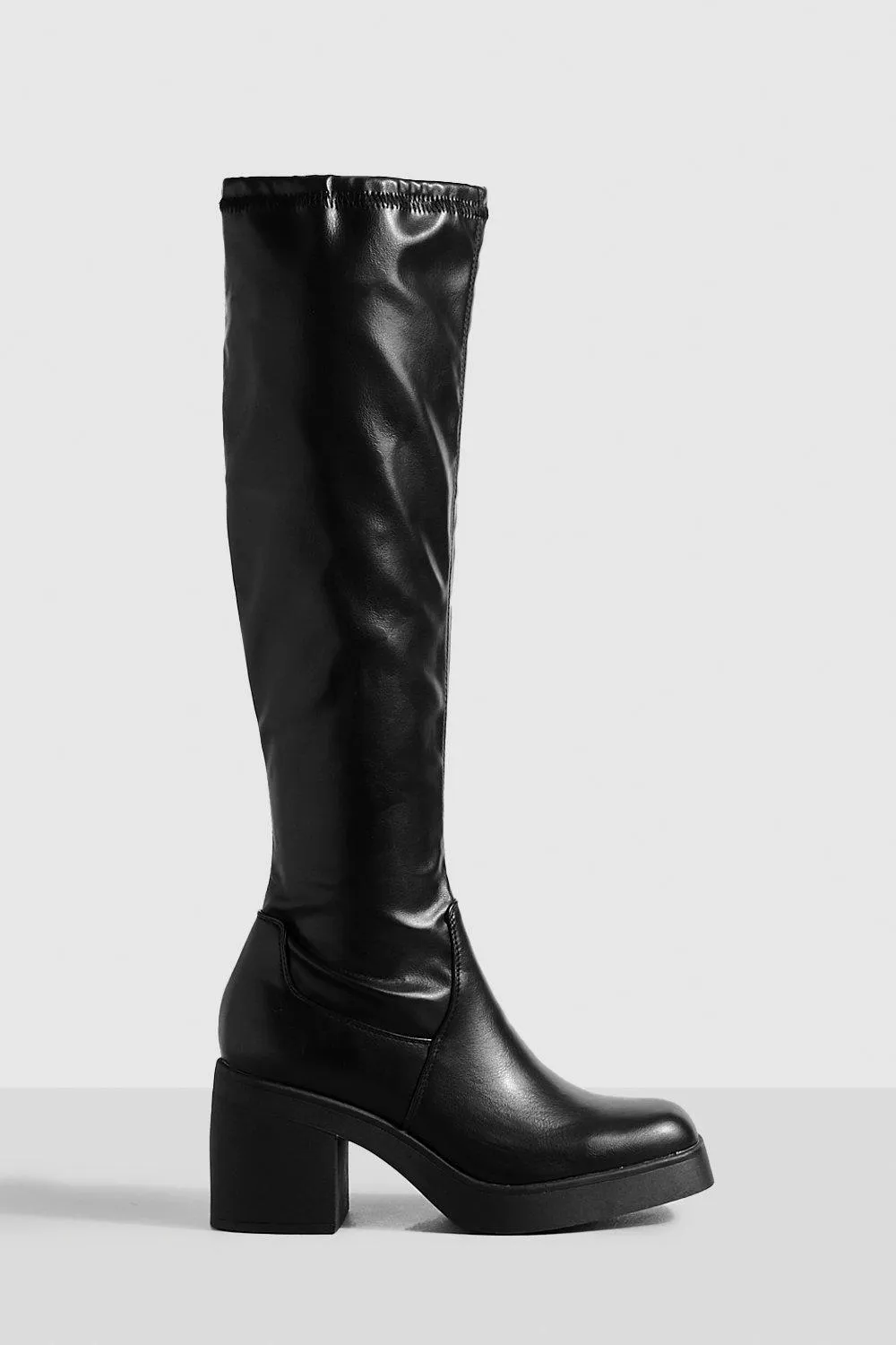 Wide Width Stretch Platform Knee High Boots