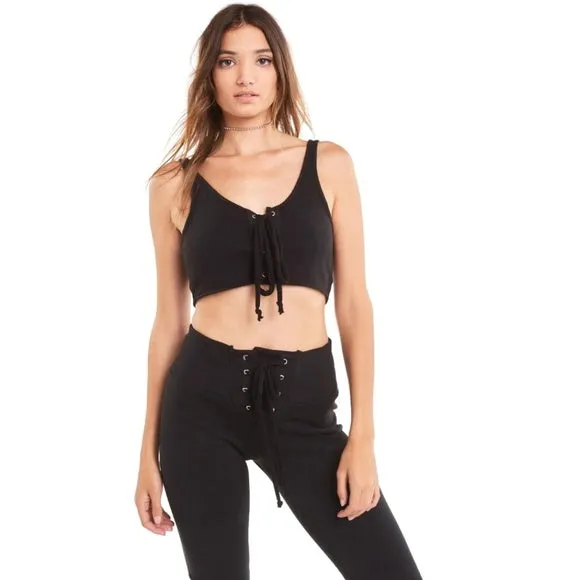 Wildfox Cady Black Tie Up Front Top