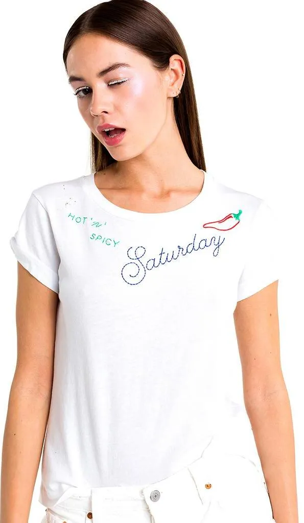 Wildfox No. 9 Saturday White Tee Shirt