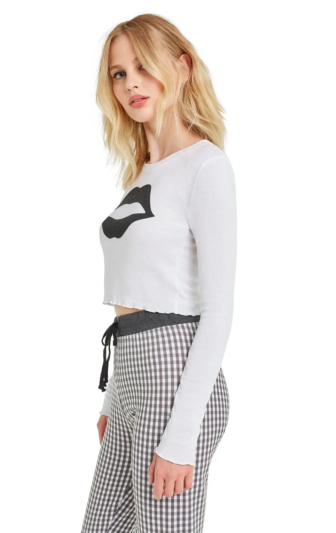 Wildfox Ren Long Sleeve Top: Read My Lips