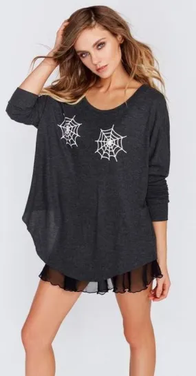 Wildfox Spider Webs Thermal Long Sleeve Top