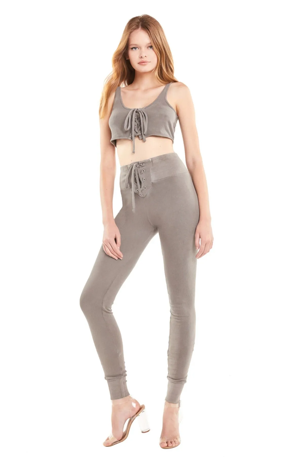 Wildfox Tie Up Crop Tank Top Gray