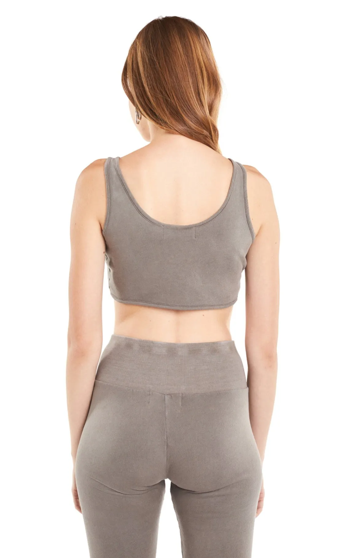 Wildfox Tie Up Crop Tank Top Gray