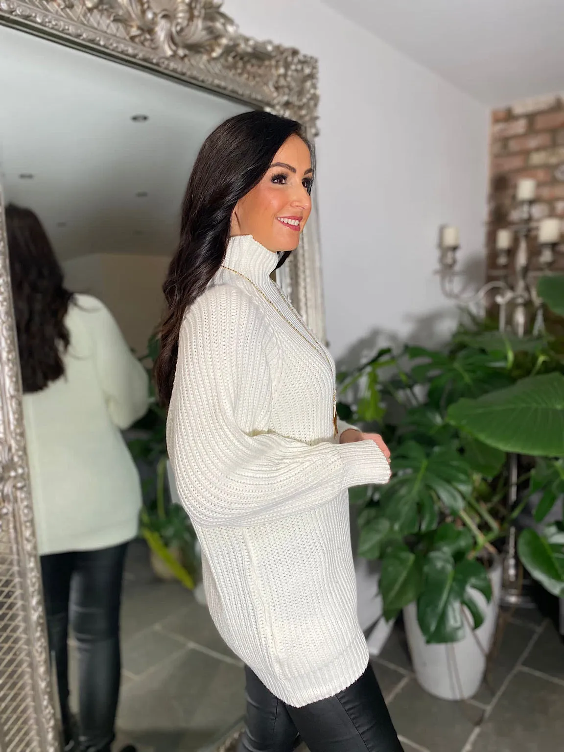 Winter White High Neck Knit Marilyn - Shop Now