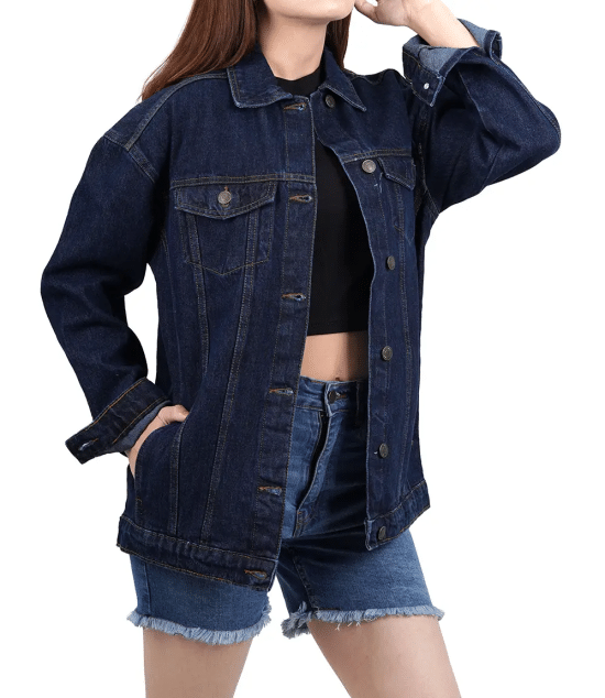 Women's Dark Blue Oversized Denim Jacket