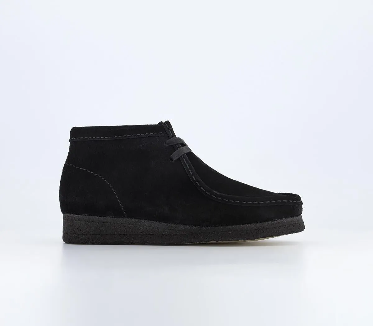 Women's Clarks Wallabee Boots in Black Suede