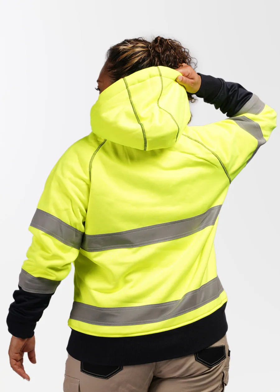 Women's hi visibility taped fleece zip front hoodie