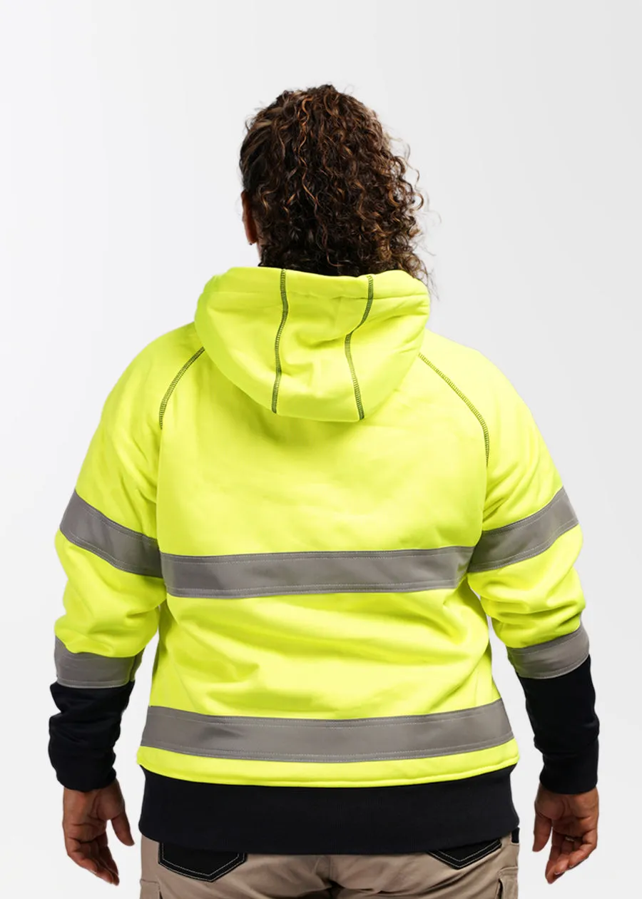 Women's hi visibility taped fleece zip front hoodie