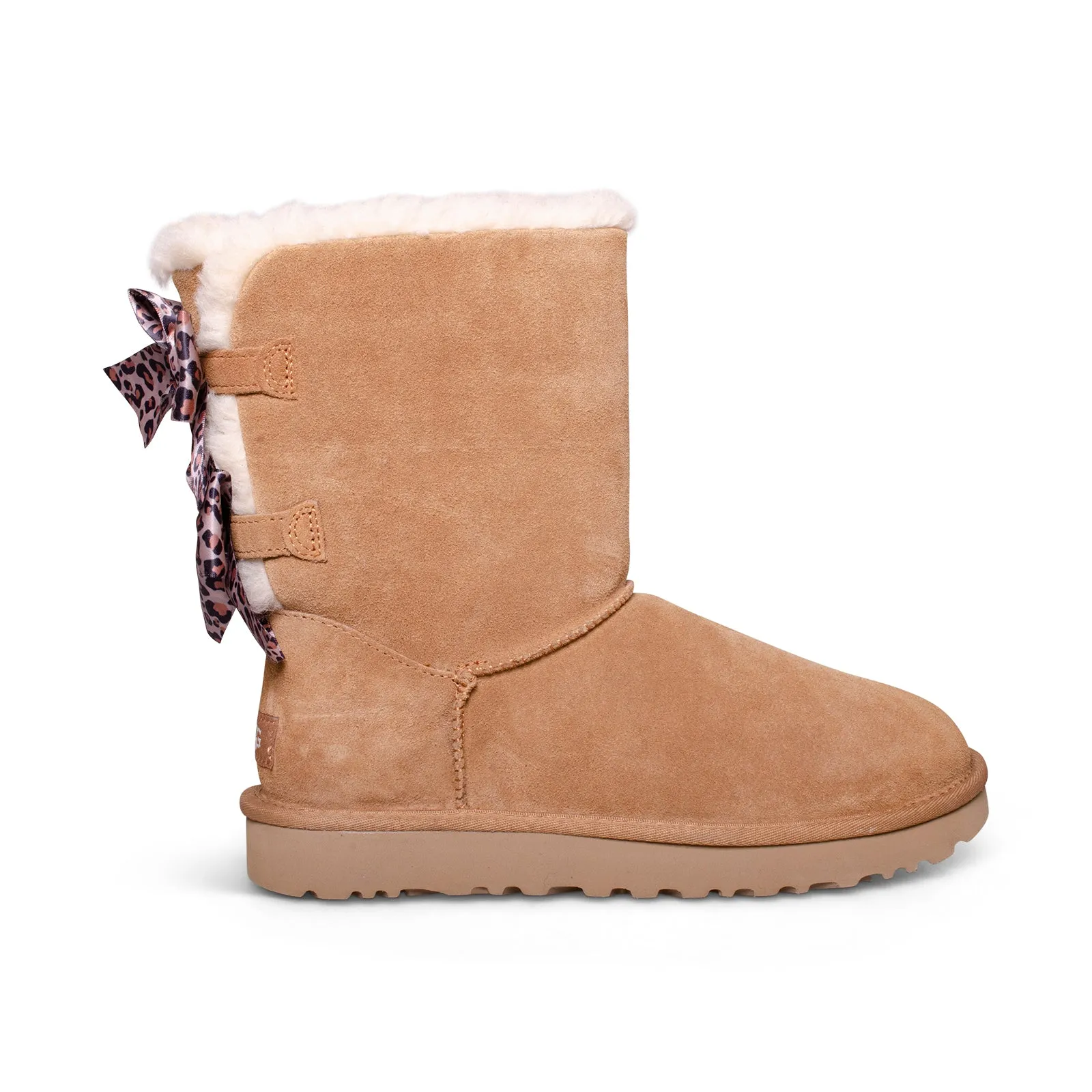 Women's UGG Bailey Bow Leopard Chestnut Boots.