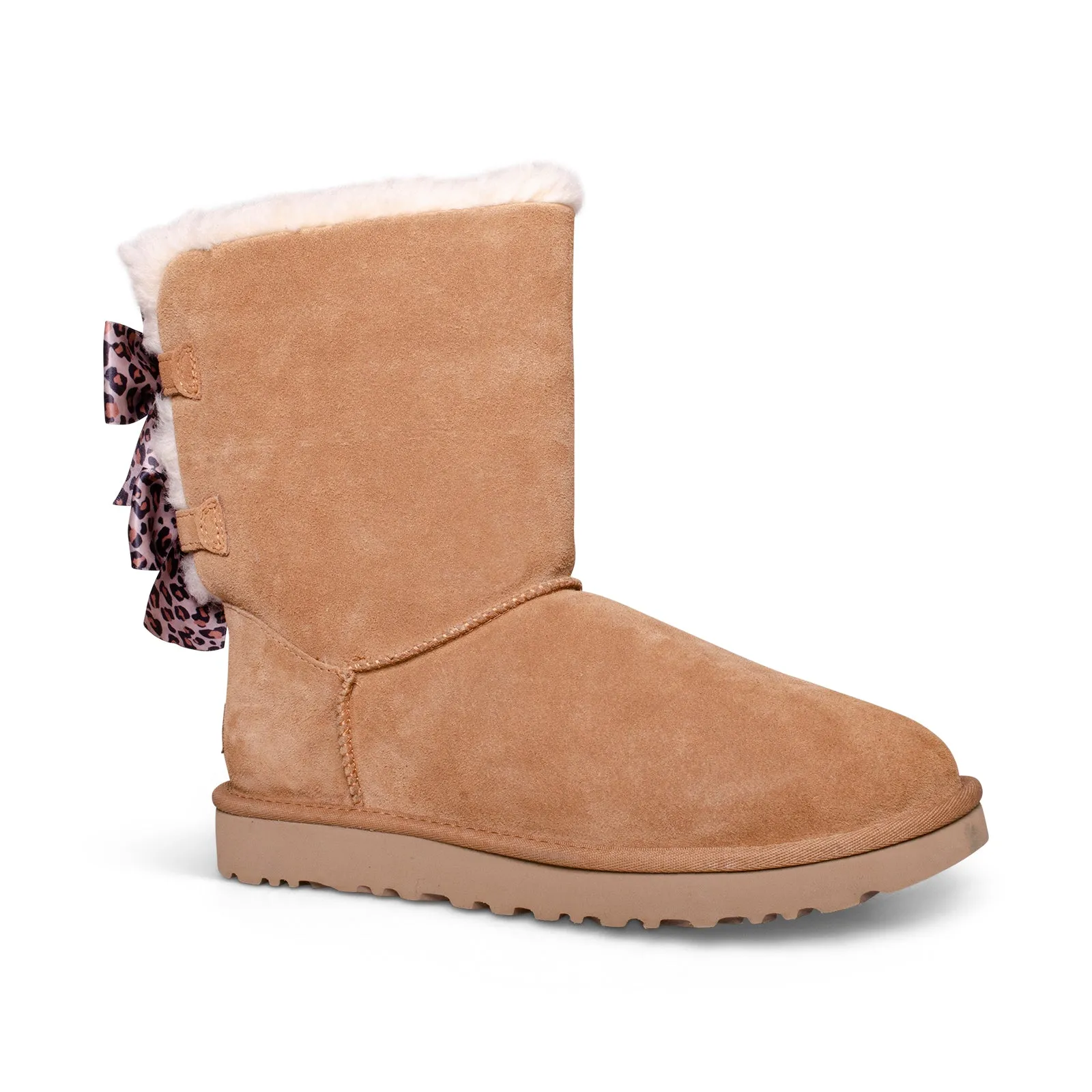 Women's UGG Bailey Bow Leopard Chestnut Boots.