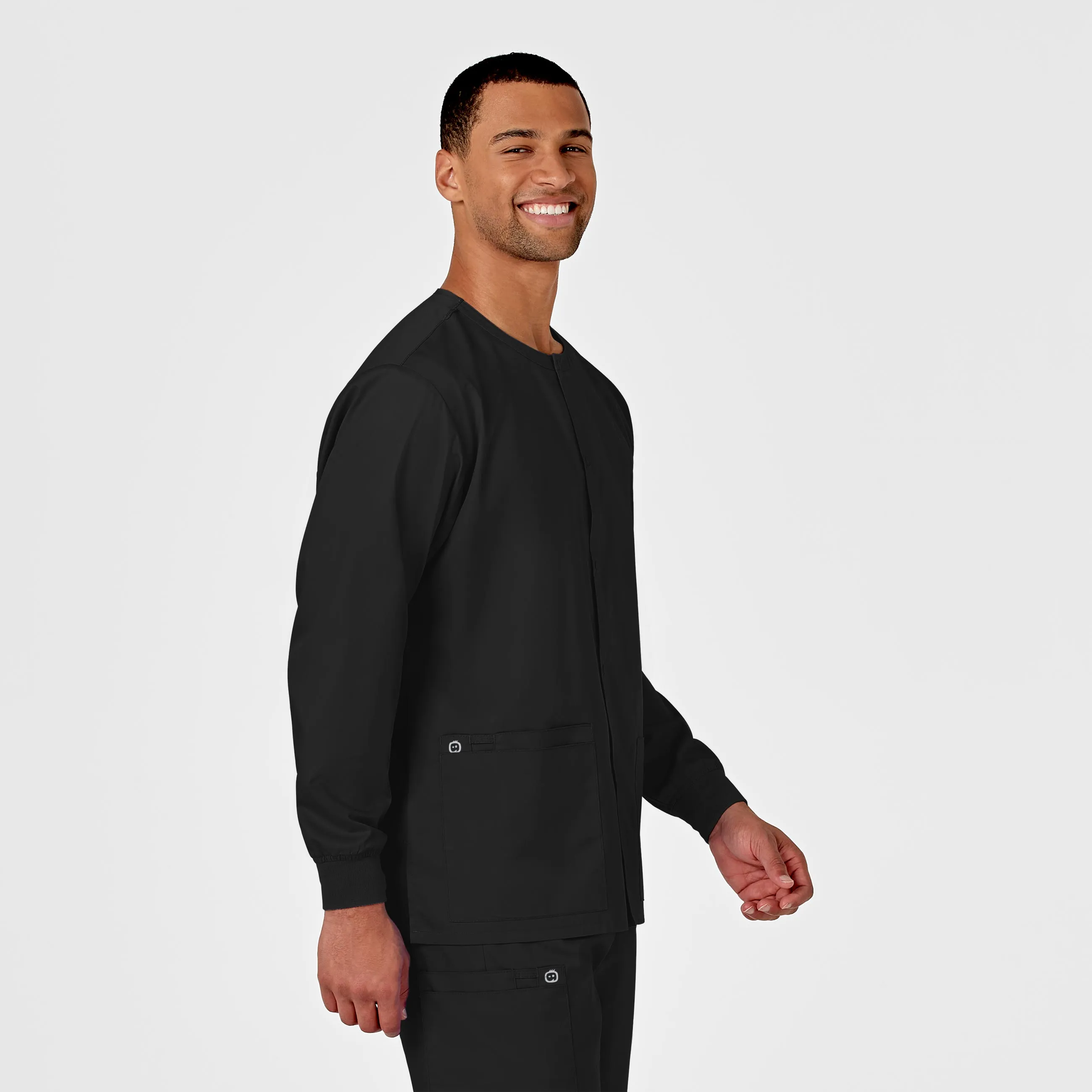 WonderWORK Unisex Snap Front Scrub Jacket - Black