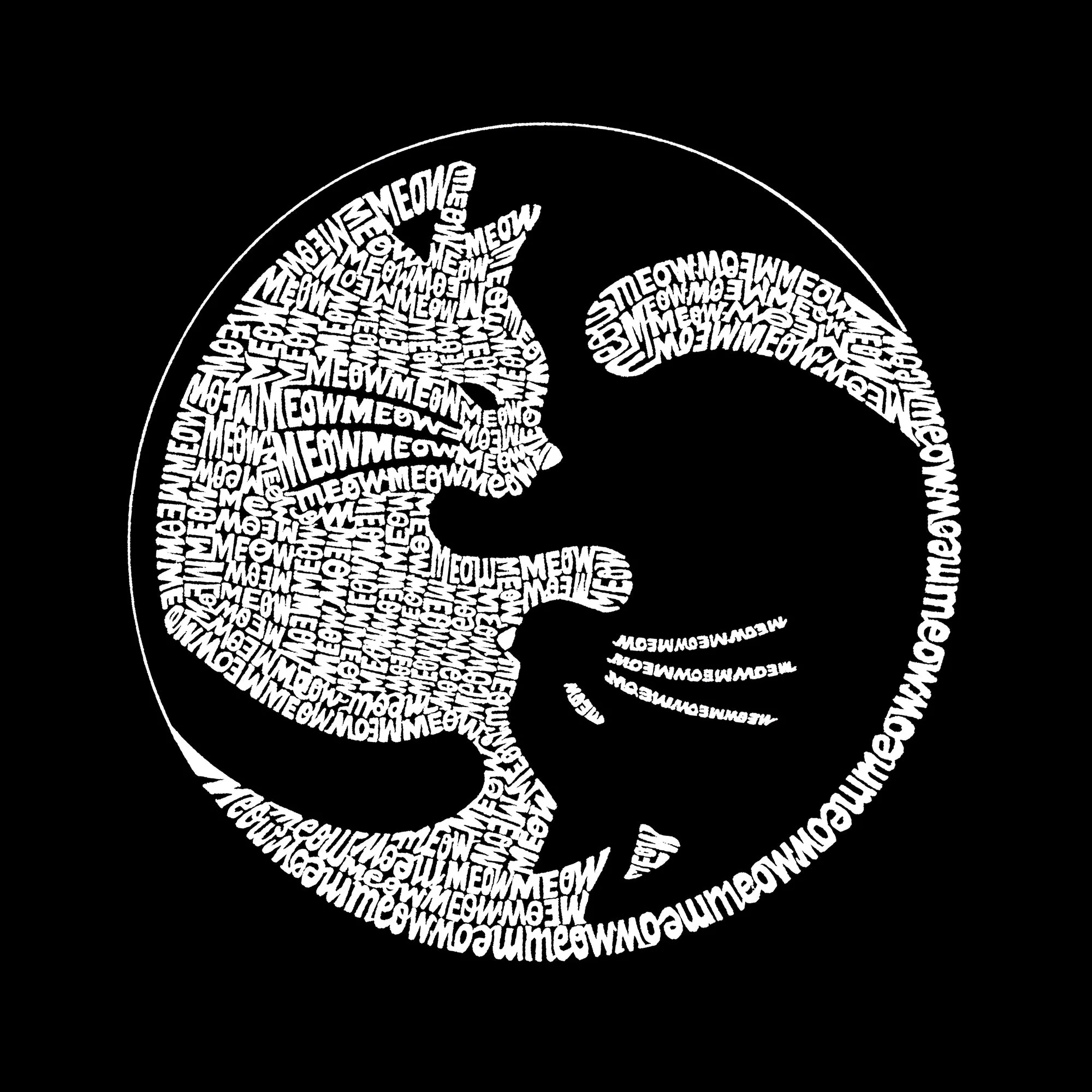 Yin Yang Cat  - Large Word Art Tote Bag