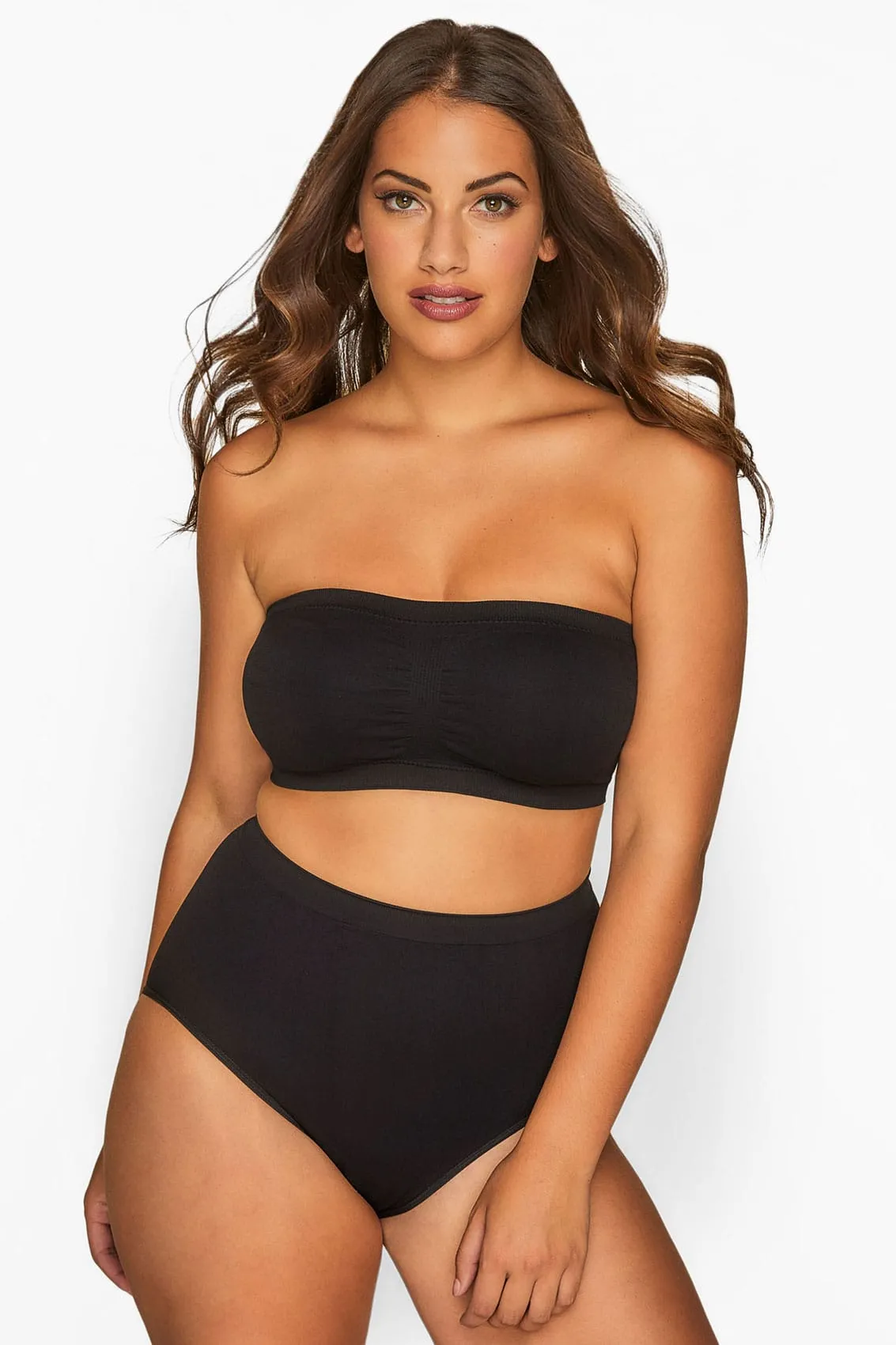 YOURS Black Padded Bandeau Bra, Seamless and Wire-Free - Get it now